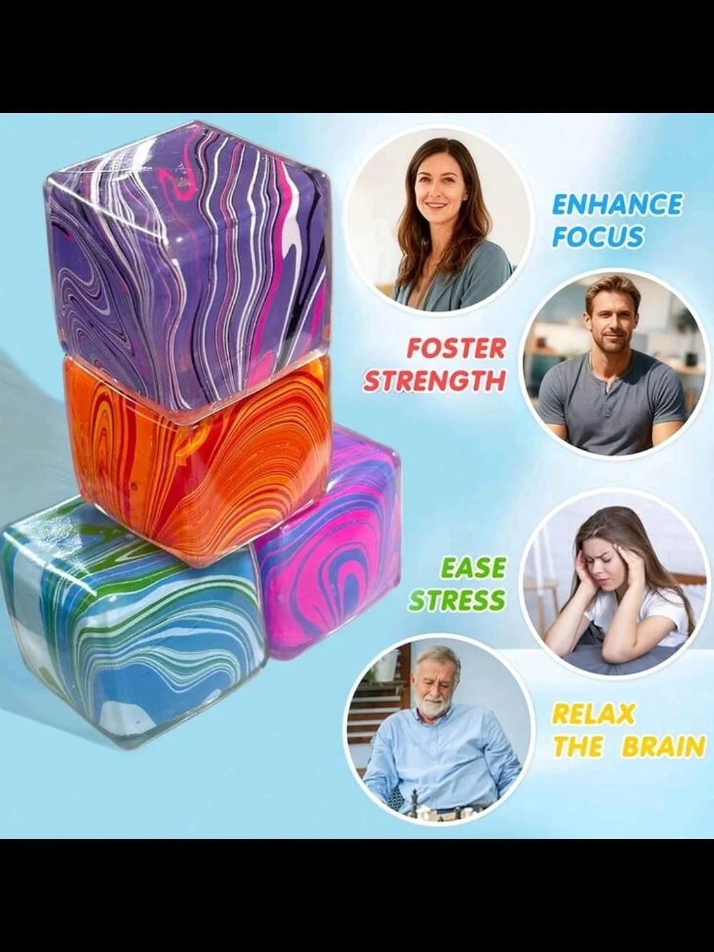 PRICE DROP 👇🏼 Squishy Sensory Marble Swirl Toy Cube - Multicolor